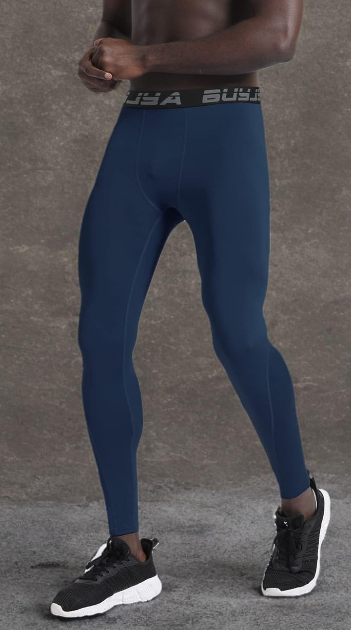 BUYJYA 3er-Pack Kompressionshosen für Herren, Laufhose, Workout-Leggings, sportlich, kühl, trocken,