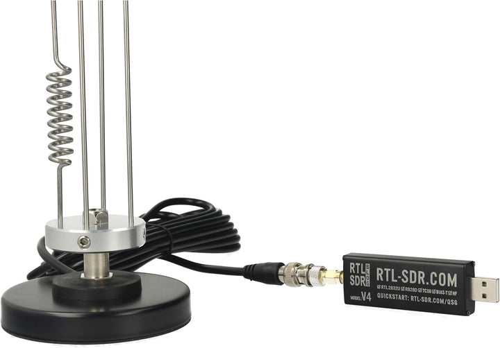 RTL-SDR Blog V4 + Moonraker Skyscan Mobile Scanner Antenne Bundle (25-2000 MHz, 65 cm, Magnetfuss) –