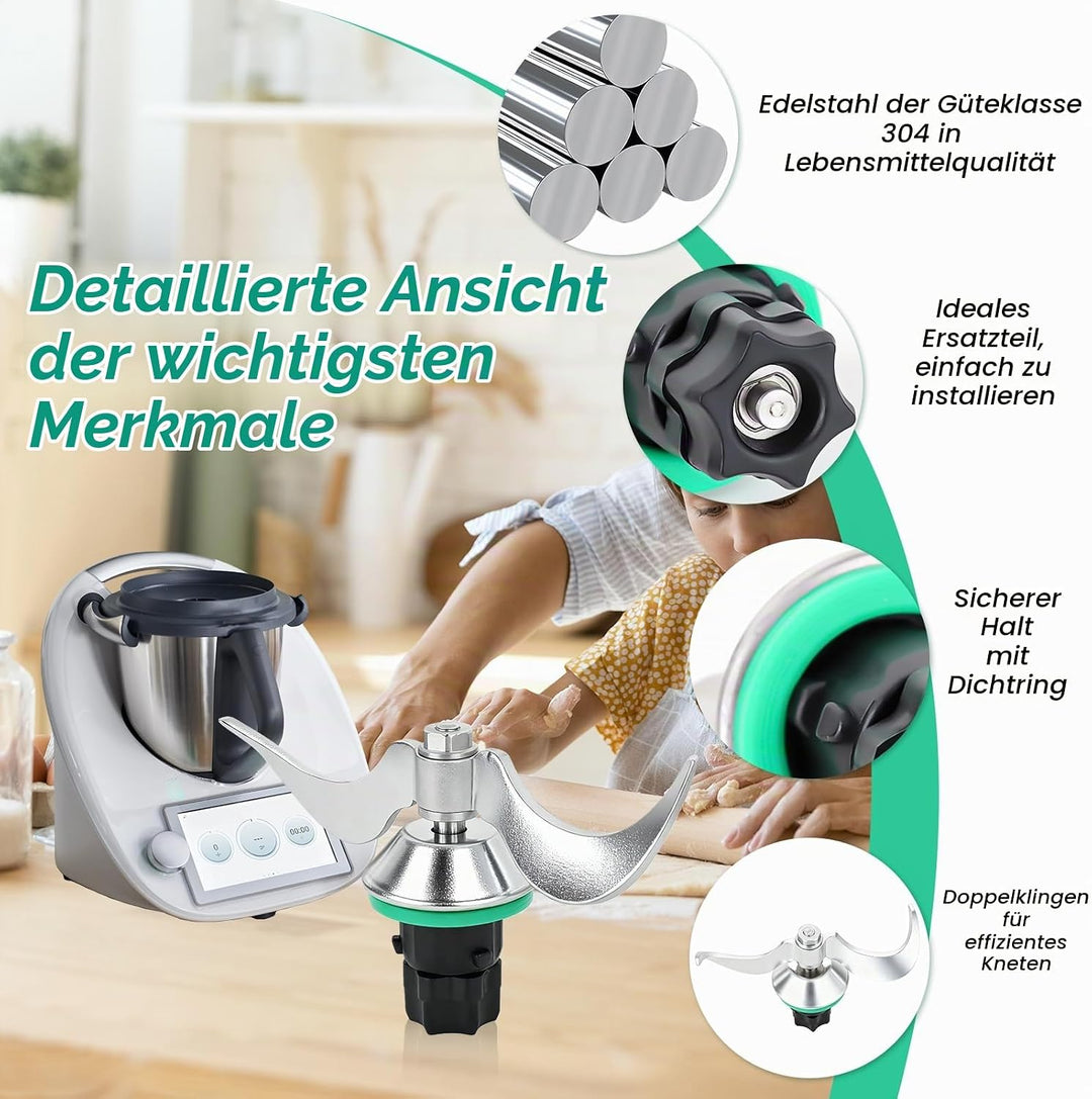 Teigmesser für Thermomix TM6 TM5, Edelstahl Hörnchenmesser &amp; Reinigungsbürste, Ersatzteile Kompatibe
