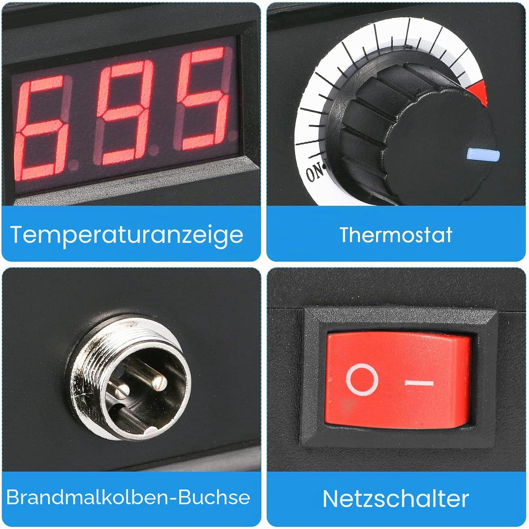 Trsaow Brandmalerei-Set aus Holz, Brandmalerei, 60 W, mit 33 Lötspitzen, LCD-Display, einstellbare T