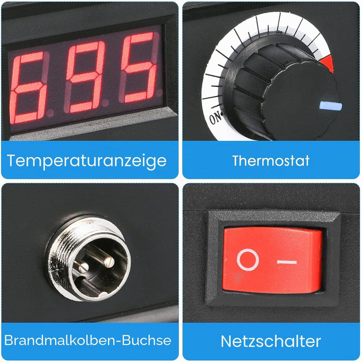 Trsaow Brandmalerei-Set aus Holz, Brandmalerei, 60 W, mit 33 Lötspitzen, LCD-Display, einstellbare T