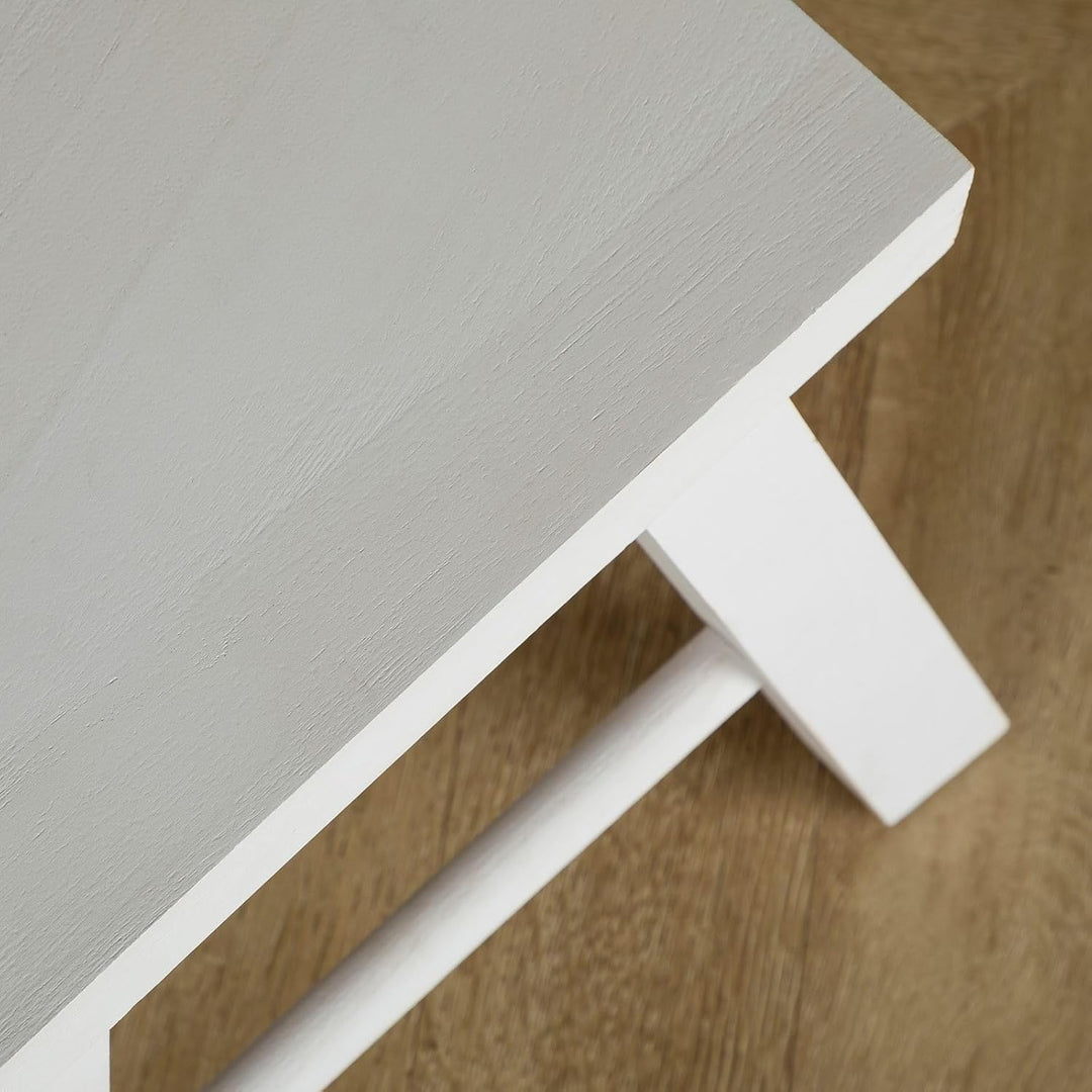 CARO-Möbel Sitzhocker ROSAL weiss - Hocker aus Paulowina Holz mit rechteckiger Form, Tritthocker mit