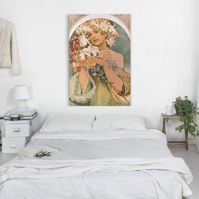 Leinwandbild - Alfons Mucha - Blume Bild auf Leinwand Hochformat 60 x 40 cm 60L x 40B cm, 60L x 40B