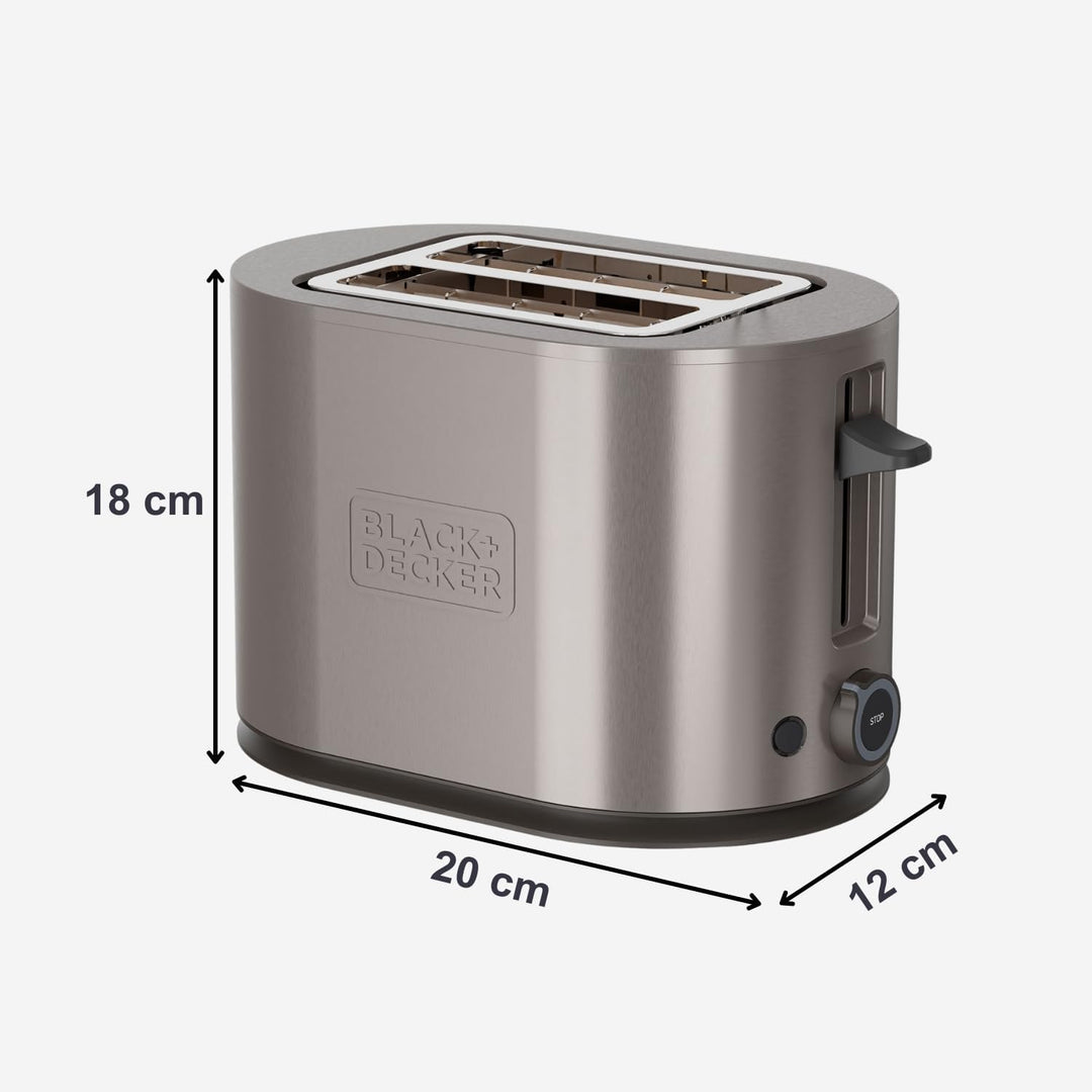 BLACK+DECKER - Toaster BXTO901E 900W | 2 Schlitze | Automatische Zentrierung | 7 Bräunungsstufen | 3
