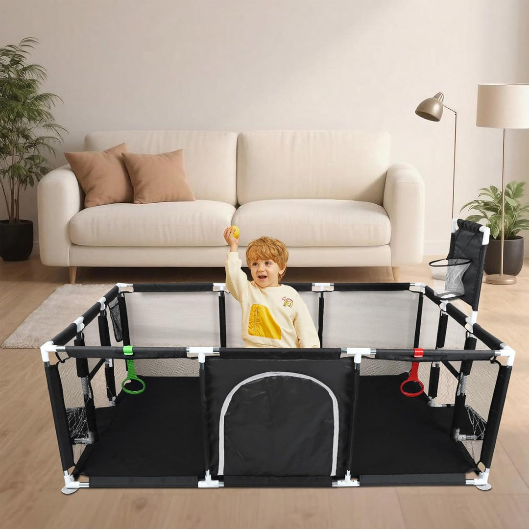 Grosser tragbarer Kinderlaufstall mit Saugnapf, rutschfeste Basis, modular, faltbar, Laufgitter für