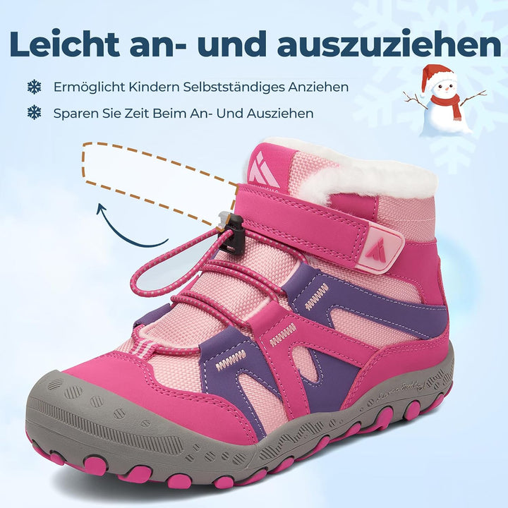 Mishansha Kinder Outdoor Winterschuhe Warm Gefüttert Winterstiefel, Gr.24-38 30 EU Fuchsia Pink, 30