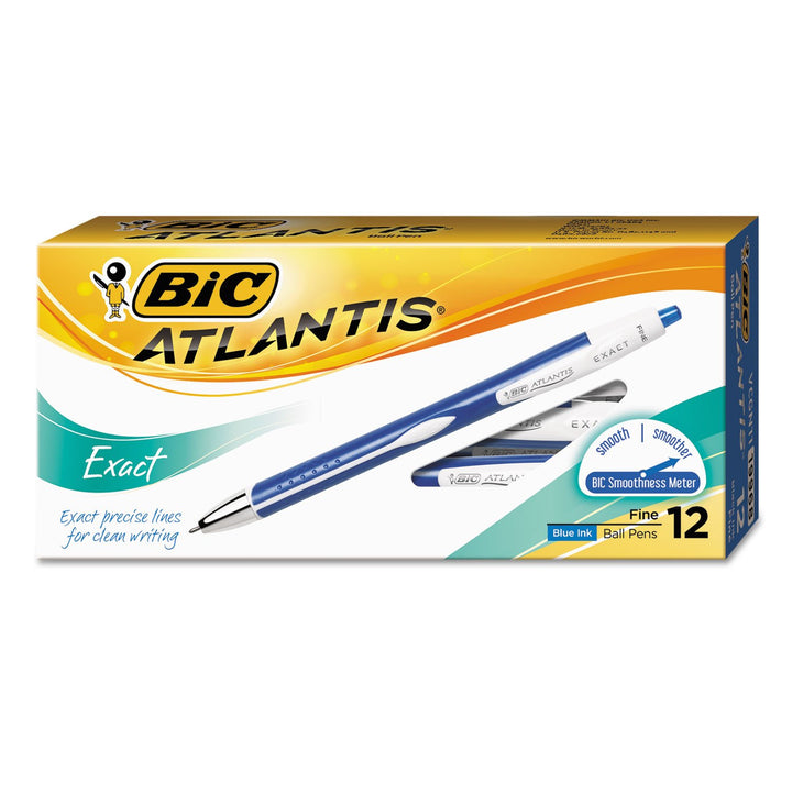 BIC Atlantis Exact Kugelschreiber, 0,7 mm feine Spitze, blau, 12 Stück