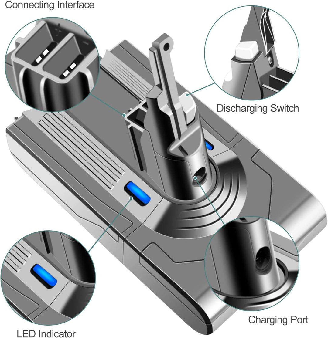 EICHXO 21.6V 4500mAh Ersatzakku Kompatibel mit Dyson V8 Akku Li-Ionen Batterie für V8 Absolute Anima