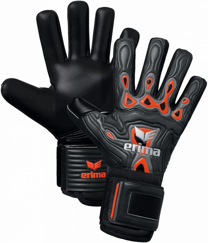 Erima Unisex Flex-ray Hardground Torwarthandschuh 10 fiery coral/schwarz, 10 fiery coral/schwarz