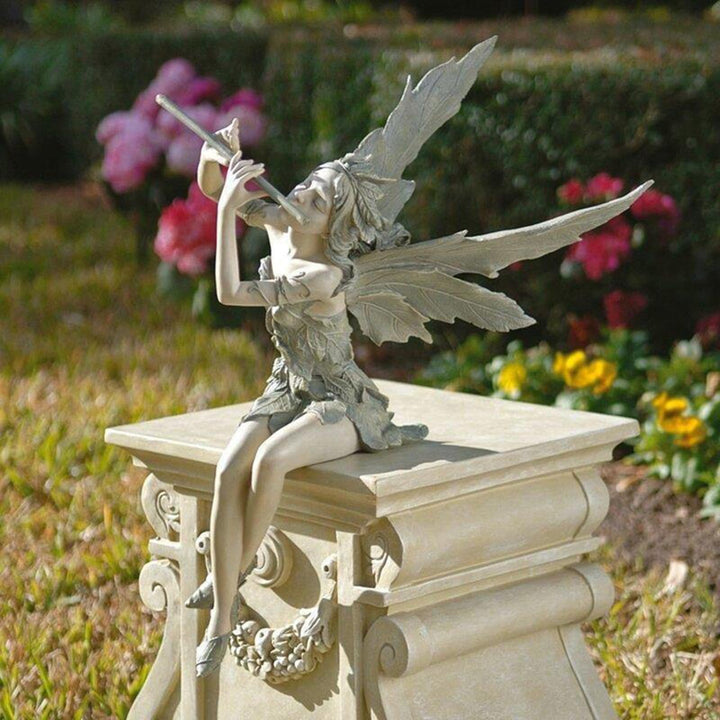 Generisch Gartendeko, Gartendeko Figuren, Sitzende Magische Fee Ornament, Gartenfiguren für Aussen,