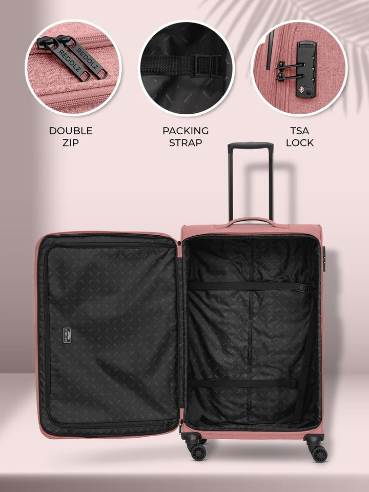 REDOLZ Weichschalen Koffer für Damen & Herren | Leichter Trolley 77 cm mit 4 Doppelrollen & TSA-Schl