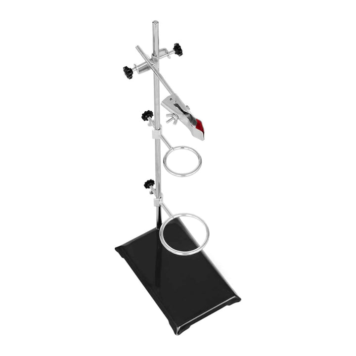 Steinberg Systems SBS-LS-300 Laborstativ mit Klemme, Muffe und 2 Ringen Standfläche 21,2 x 13,7 cm L