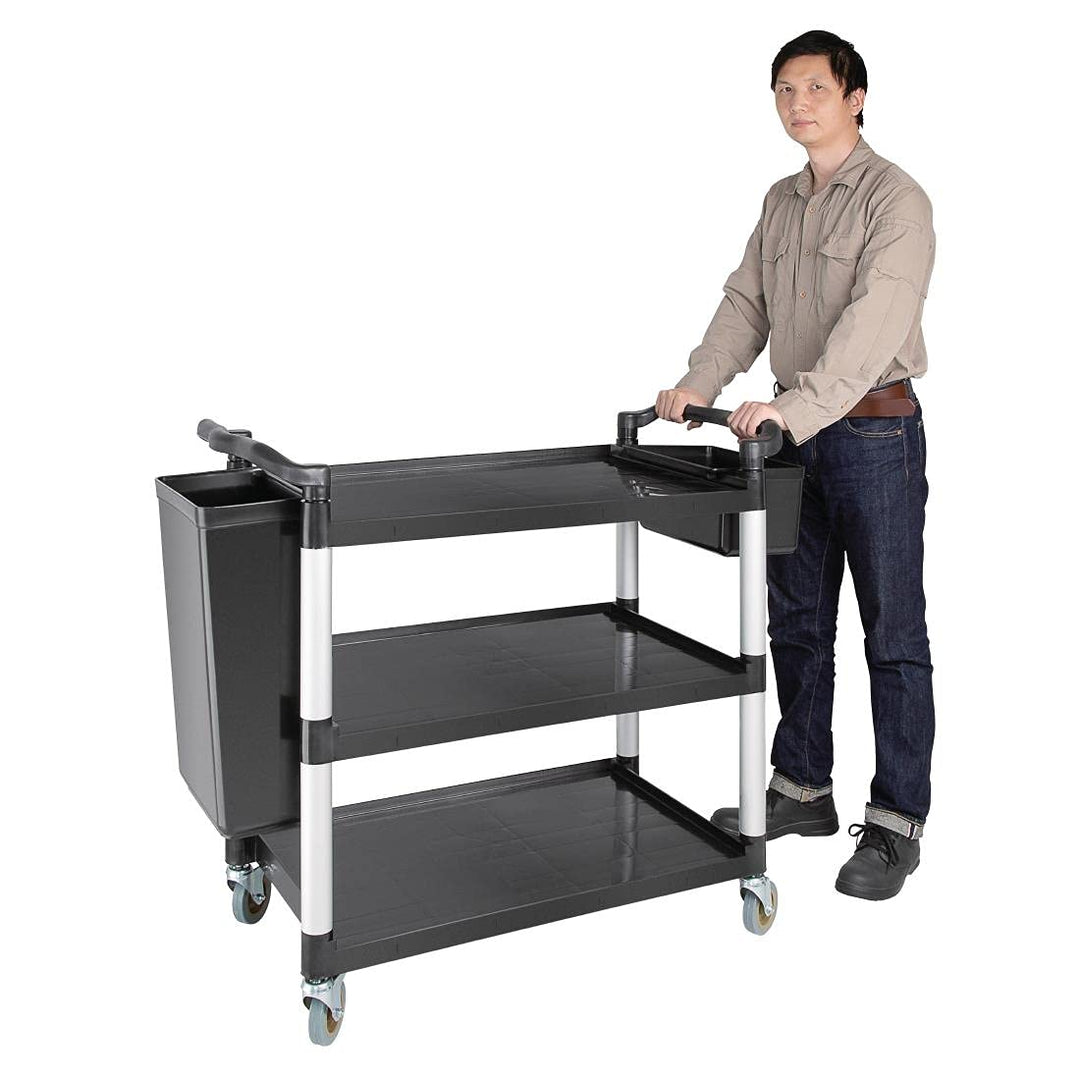 Vogue Kunststoff-Mehrwegwagen - gross, schwarz, 200 kg Kapazität, Grösse: 960x520x1070 mm, mit 2x ge