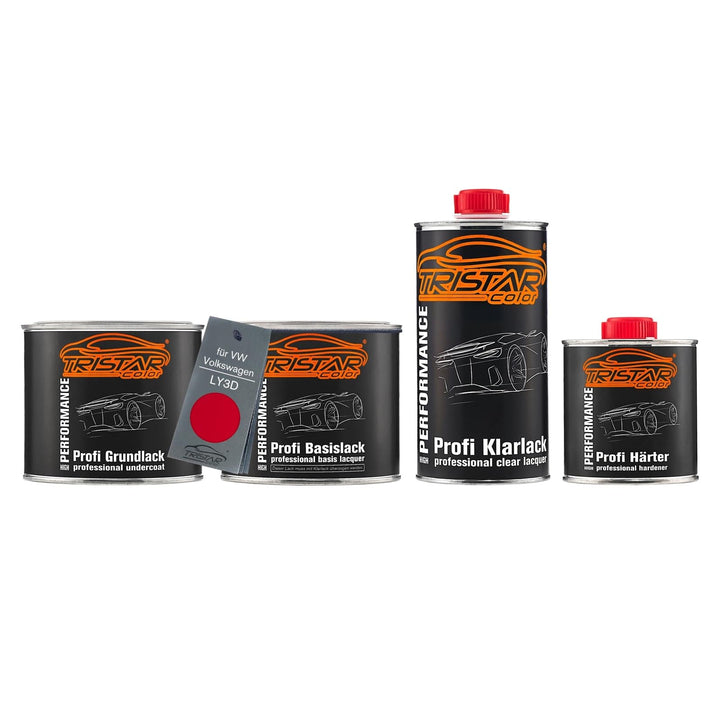 TRISTARcolor Autolack Set Dose spritzfertig für VW/Volkswagen LY3D Tornadorot Grundlack + Basislack