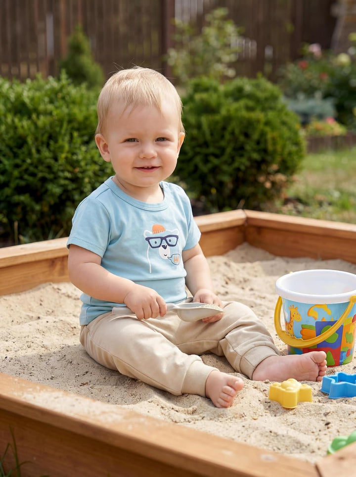 TupTam Baby Jungen Kurzarm T-Shirt mit Aufdruck Unifarben Sterne Streifen 5er Set 62 Krokodil Dunkel