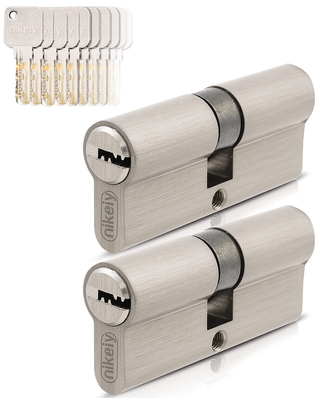 GERCAR Pro 2x Schliesszylinder 30/30 gleichschliessend Set 2 Profilzylinder inkl. 10 Schlüssel - 60