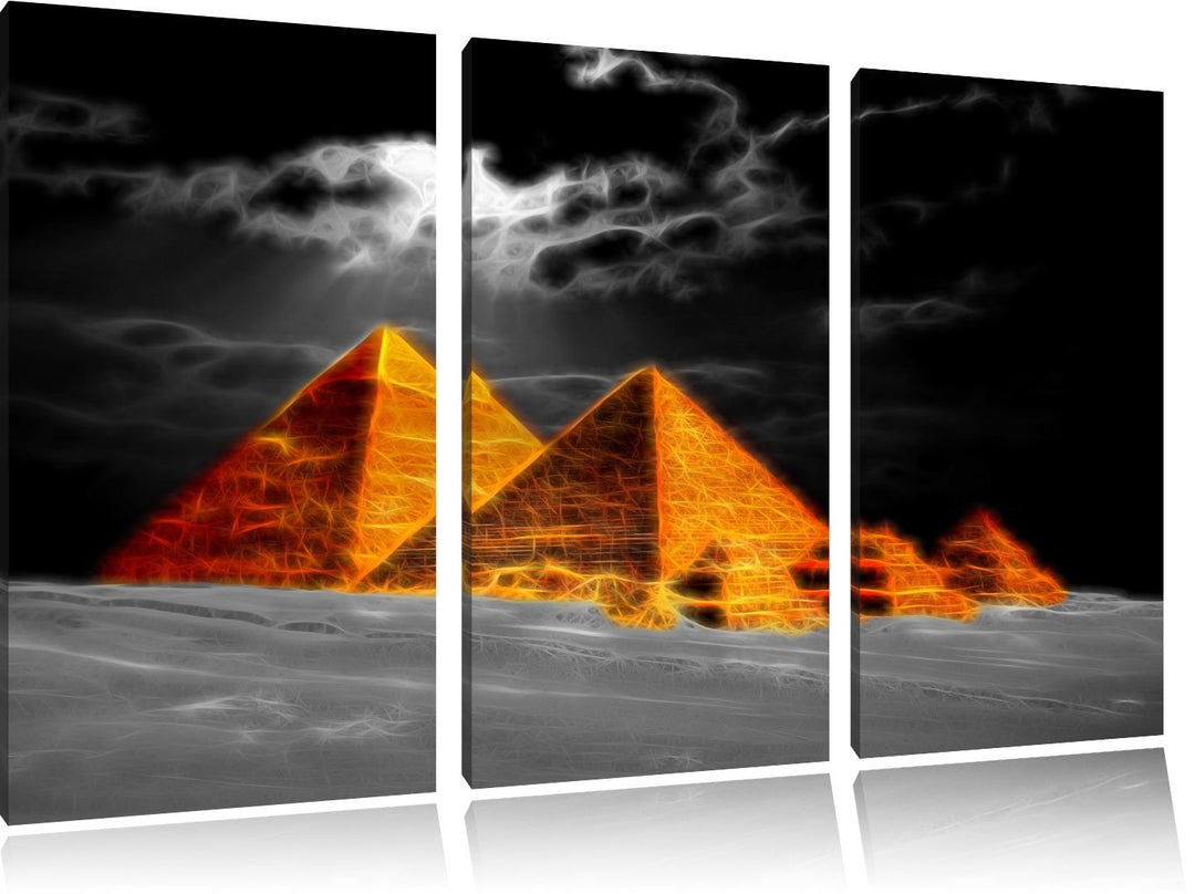 schöne Pyramiden in Ägypten3-Teiler Leinwandbild 120x80 Bild auf Leinwand, XXL riesige Bilder fertig
