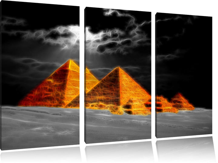schöne Pyramiden in Ägypten3-Teiler Leinwandbild 120x80 Bild auf Leinwand, XXL riesige Bilder fertig