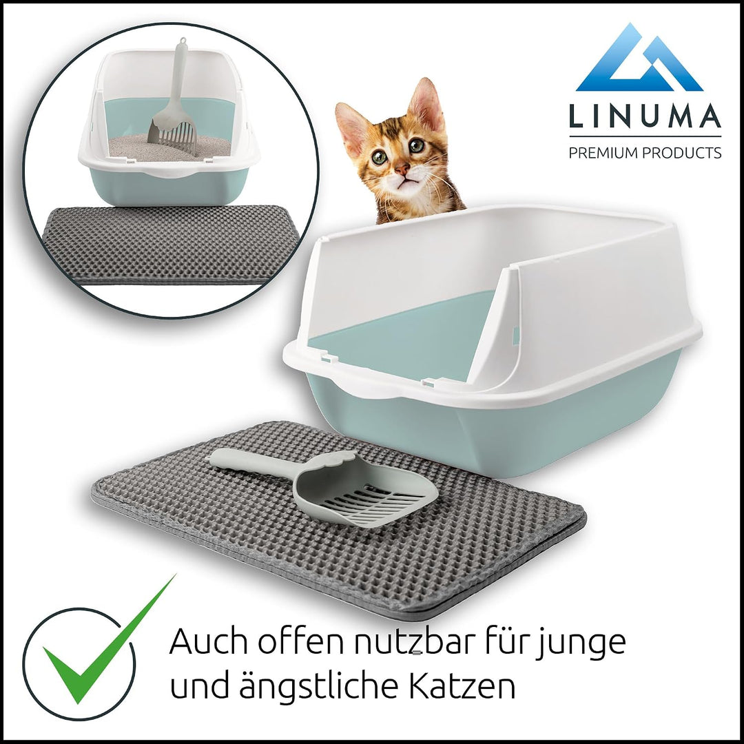 Katzenklo geschlossen mit abnehmbarem Deckel – Katzentoilette mit hohem Rand, Streumatte, Aktivkohle