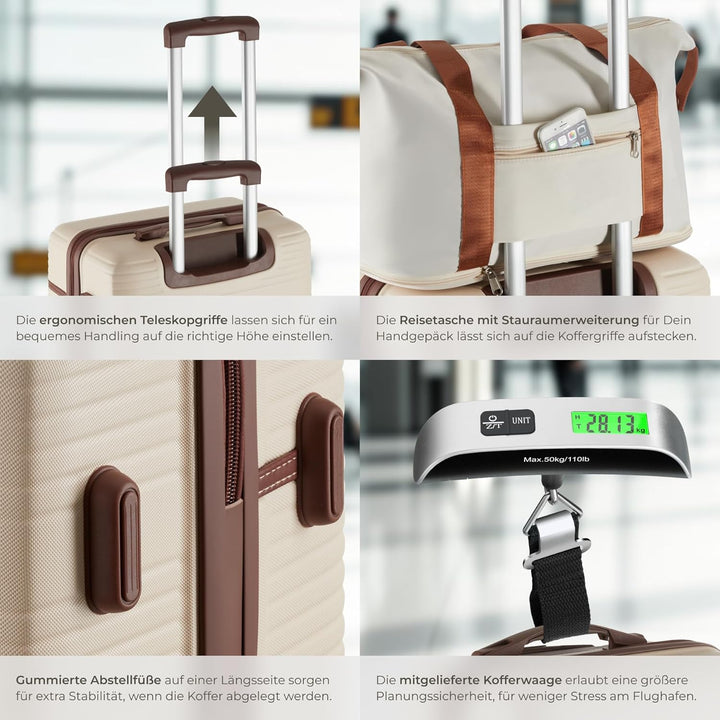 tectake® 13-TLG. Koffer Set mit Reisetasche, Koffer & Trolleys, Reisekoffer mit Rollen, Kofferset mi