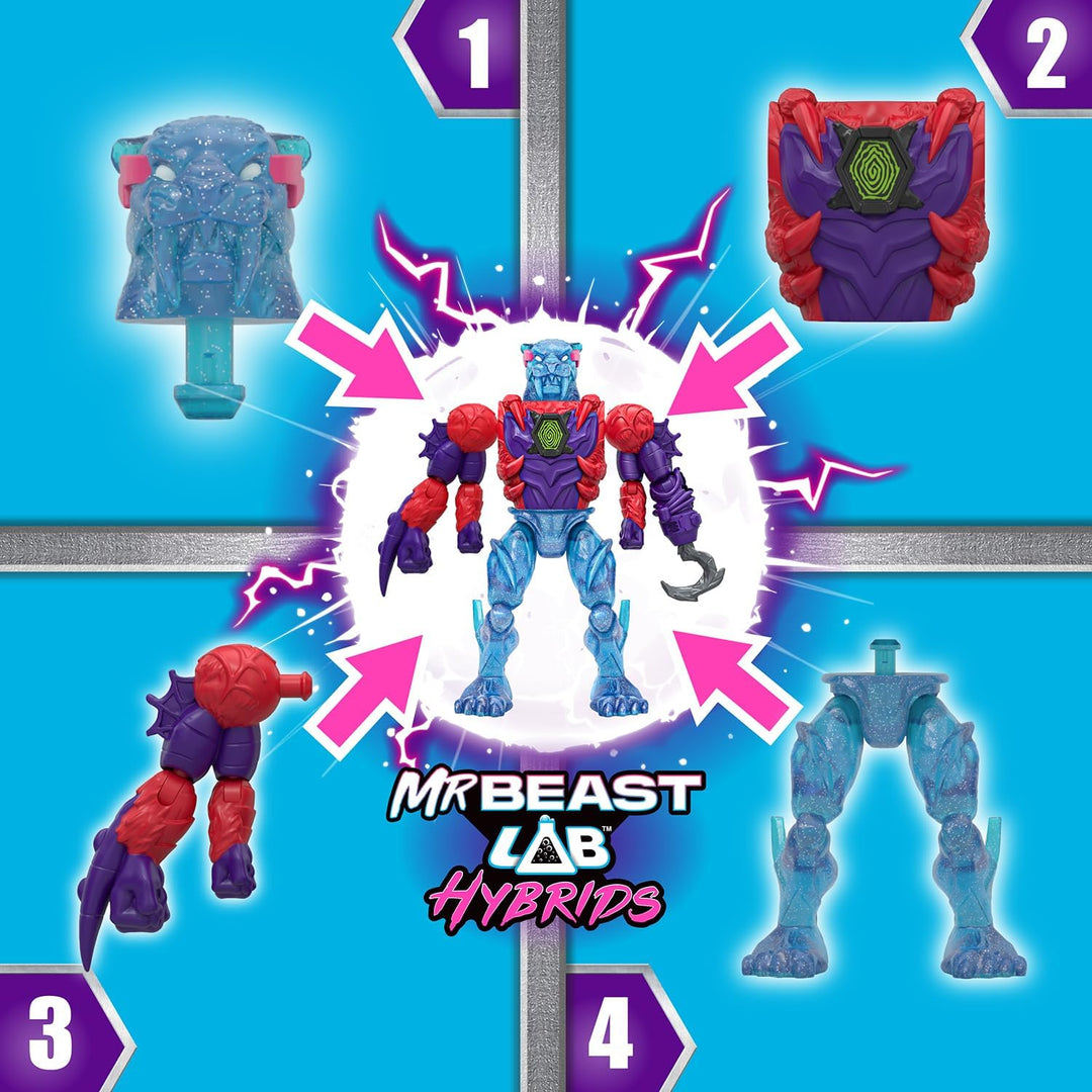 MrBeast Lab Hybrids Mehrfachpackung, Verschiedene Hybrid-Teile und 2 Actionfiguren zum Kombinieren,
