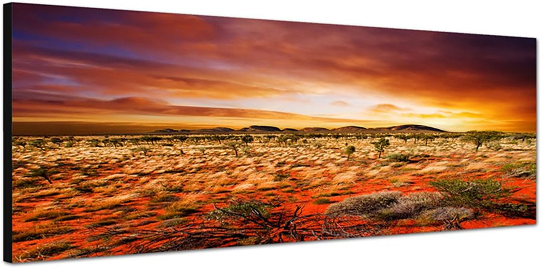 Paul Sinus Art Panoramabild auf Leinwand und Keilrahmen 150x50cm Australien Landschaft Sonnenunterga