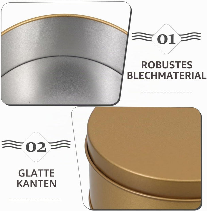 Amosfun 4er Set Goldene Plätzchendosen Rund aus Weissblech Luftdichte Aufbewahrungsbox mit Deckel 10