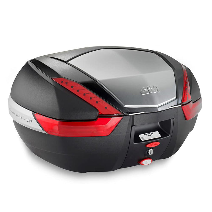 Givi V47 Monokey Topcase mit Alu Blende und roten Reflektoren TU EU Schwarz, TU EU Schwarz