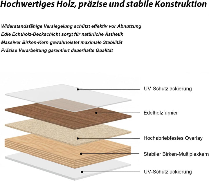 Balance Board aus Holz, Balancebrett mit Korkrolle, 8 Holzschichten, Trainingsgerät für Gleichgewich