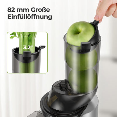 AIRMSEN Slow Juicer, Entsafter Gemüse und Obst mit 82mm Grossem Einfüllöffnung für ganze Früchte ent