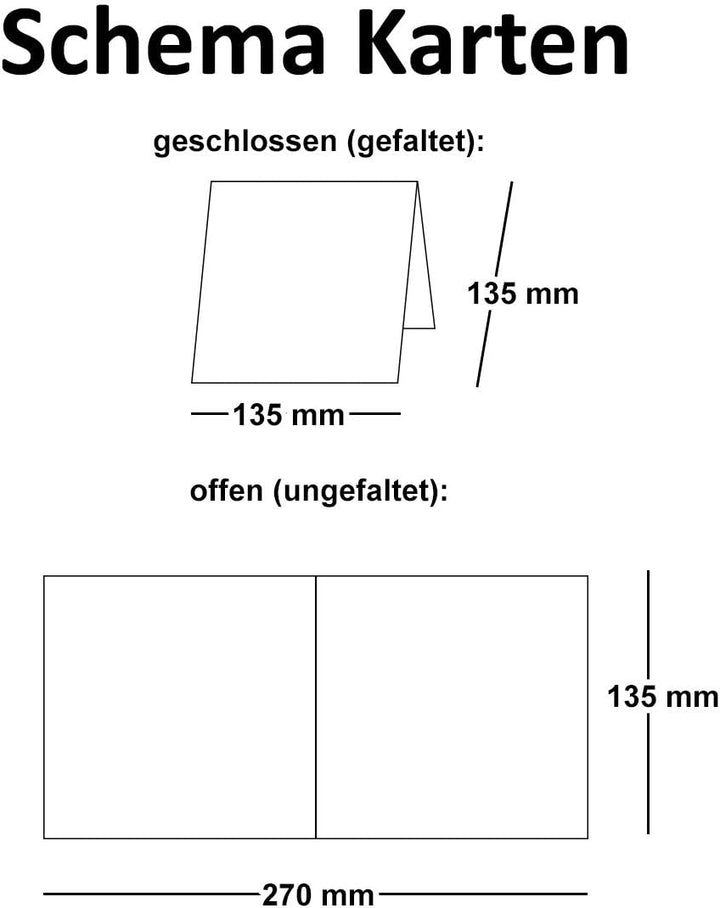 NEUSER PAPIER 100x Kraftpapier-Karten Set quadratisch 13,5 x 13,5 cm mit Brief-Umschlägen - Recyclin