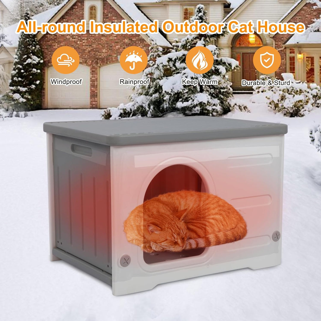 Katzenhäuser mit isolierter Auskleidung für Indoor-Katzen Kunststoff verwildert Outdoor-Katzenhaus W