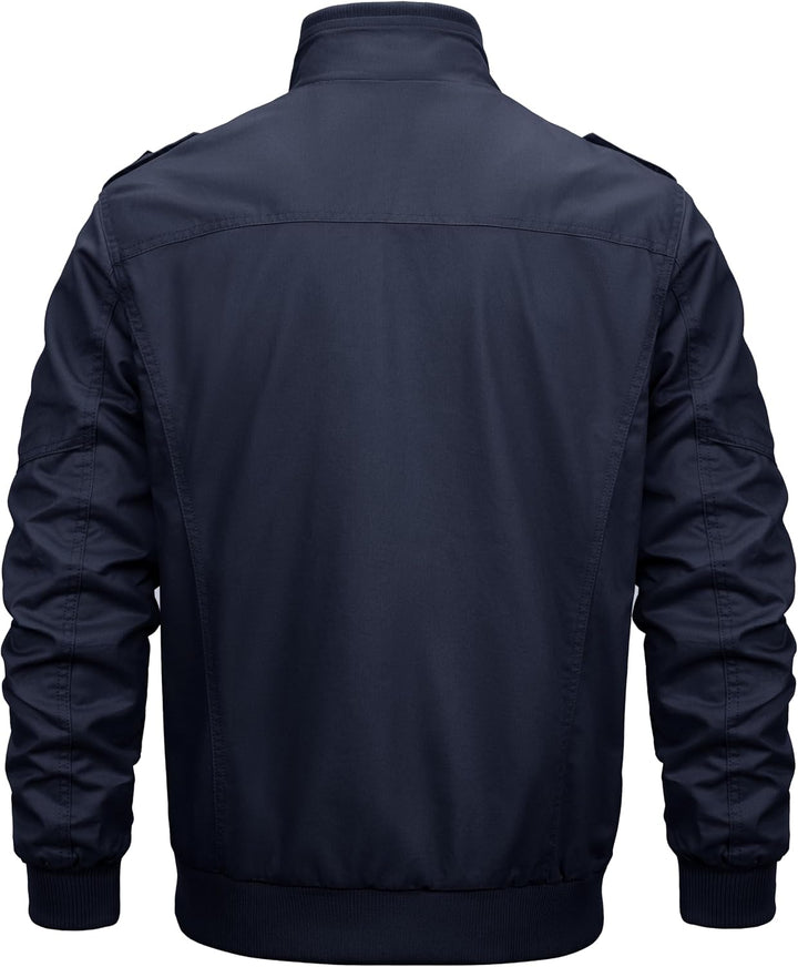 MAGCOMSEN Winterjacke Herren Warm Gefüttert Fleecejacke Cargo Casual Übergangsjacke Baumwolle Army J