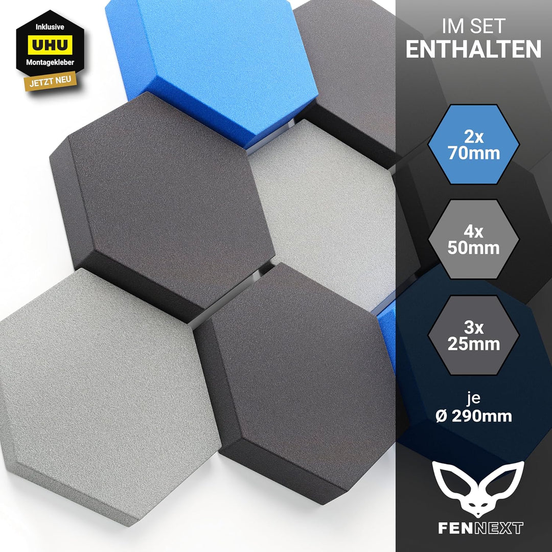 FENNEXT ® Velvet Schallabsorber Wand - Dekorative Hexagon Akustikpaneele für Gaming, YouTube Studio,