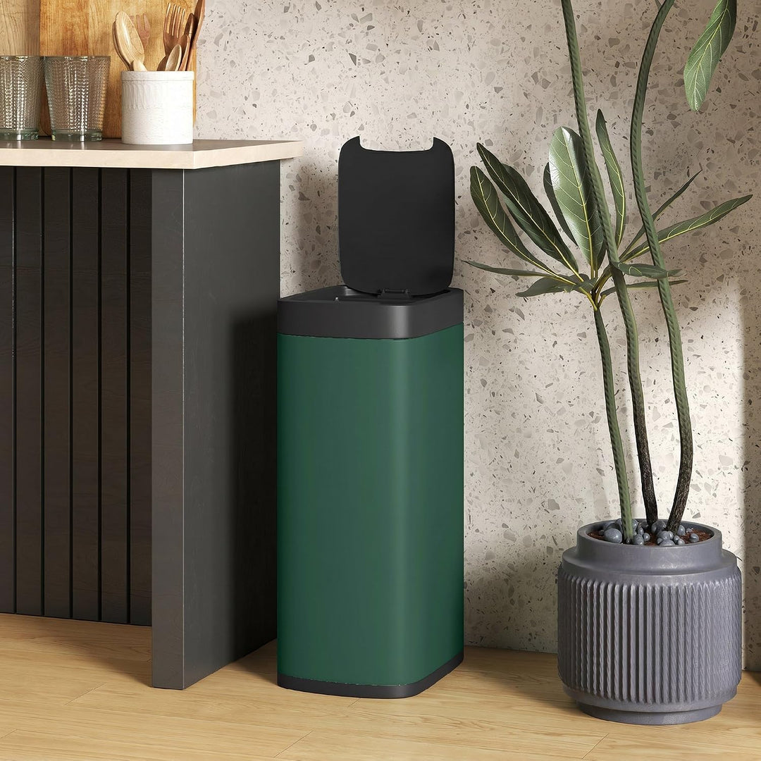 HOMCOM 50L Sensor-Mülleimer Berührungslos Küchenmülleimer Dunkelgrün, Dunkelgrün