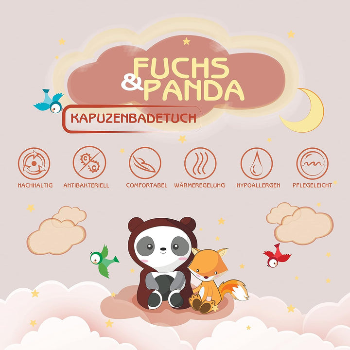 Kapuzenhandtuch Baby EXTRA dick, warm &amp; weich | 75x75cm Baby Handtuch Kapuze (100% Bambus) | Rotes H