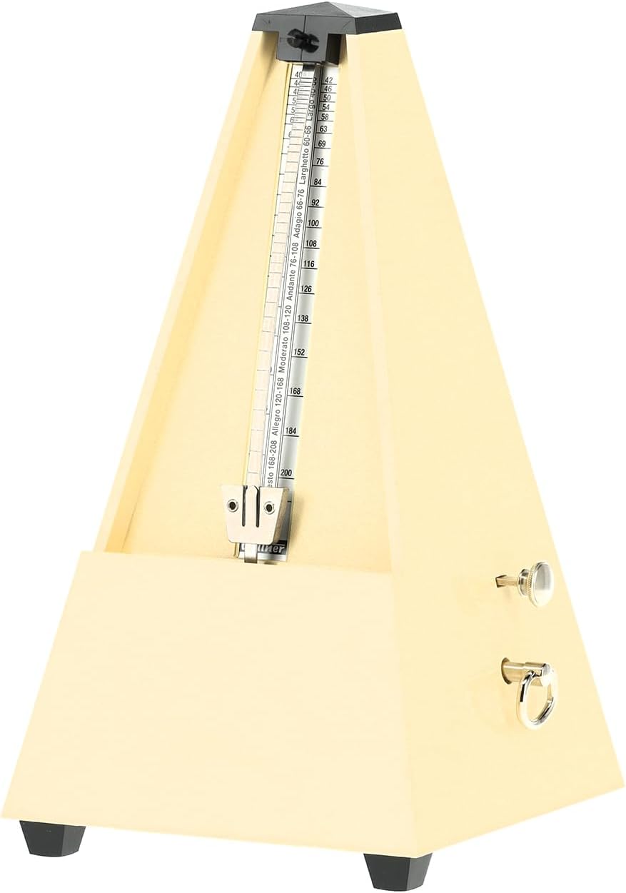 Wittner Metronom 817K Kunststoffgehäuse mit Glocke Taktell Pyramidenform elfenbein, elfenbein