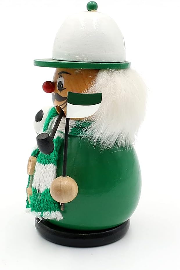 Räuchermann Fussballer mit Strickschal, grün / weiss, ca. 12 cm