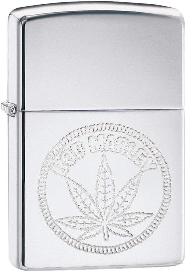 Zippo Unisex BOB Marley, Weed Stamp Winddichtes Feuerzeug, Chrome,