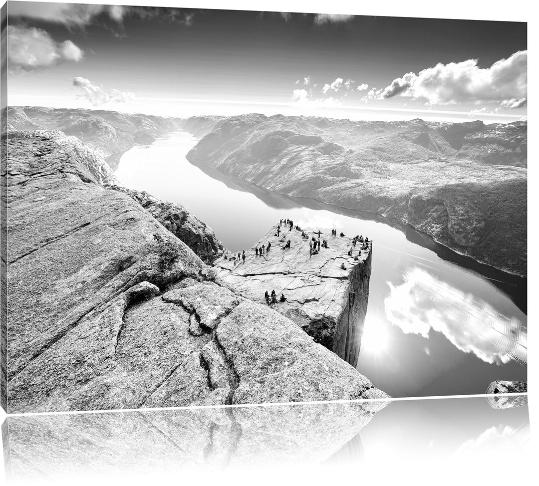 Pixxprint Küste in Norwegen als Leinwandbild/Grösse: 100x70 / Wandbild/Kunstdruck/fertig bespannt, 1