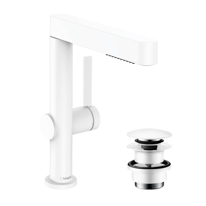 hansgrohe Waschtischarmatur Finoris, Wasserhahn Bad mit Auslauf Höhe 230 mm, mit Push-Open Ablaufgar