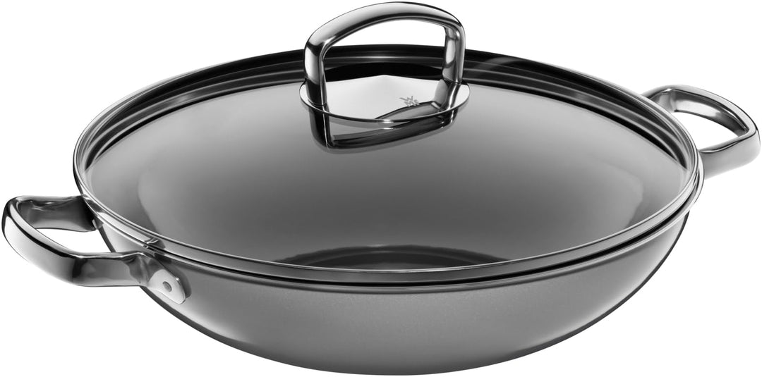 WMF Fusiontec Mineral Wok Induktion 32 cm, Wokpfanne mit Glasdeckel, High-Tech Keramik, backofenfest