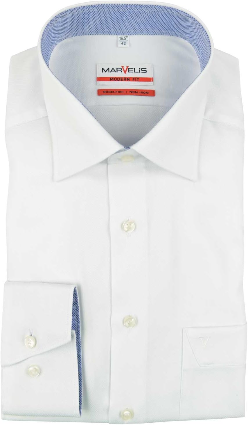 Marvelis Modern Fit Hemd weiss strukturiert 38 Weiss 00, 38 Weiss 00