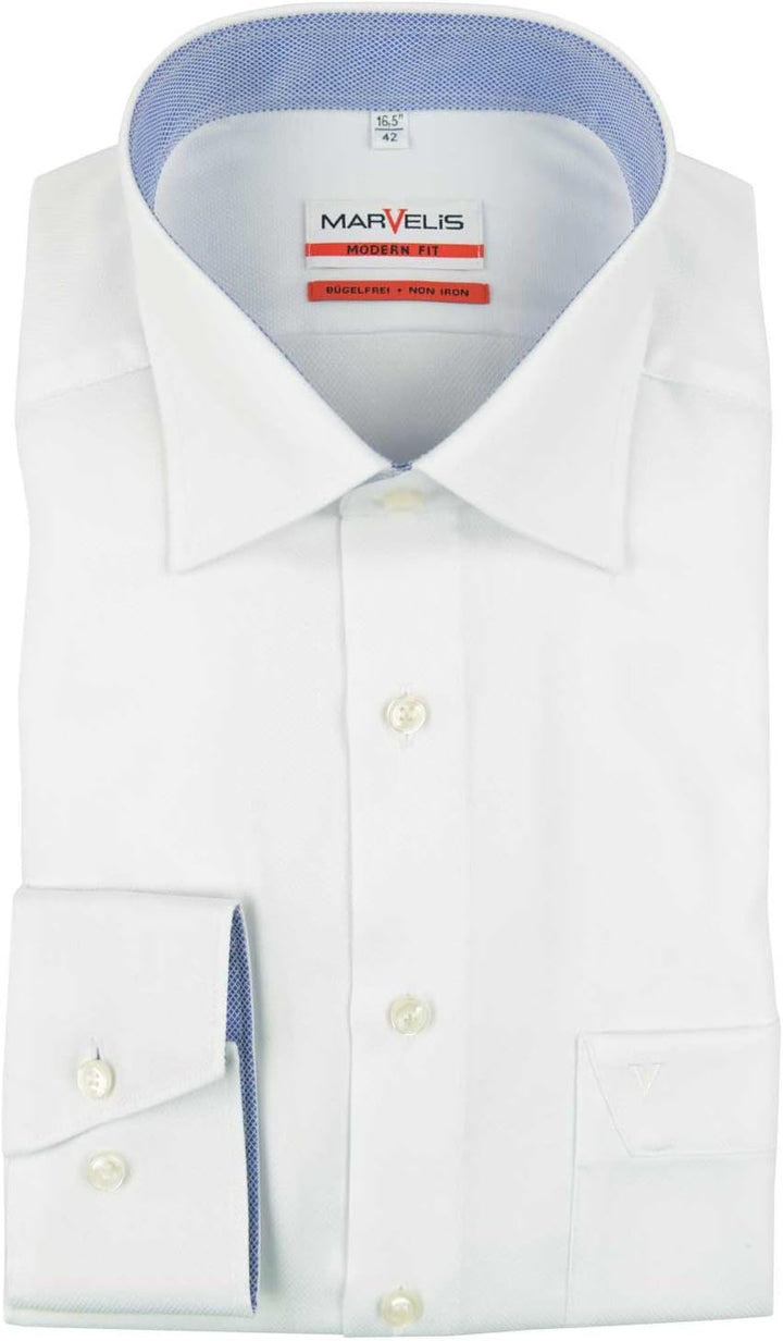 Marvelis Modern Fit Hemd weiss strukturiert 38 Weiss 00, 38 Weiss 00