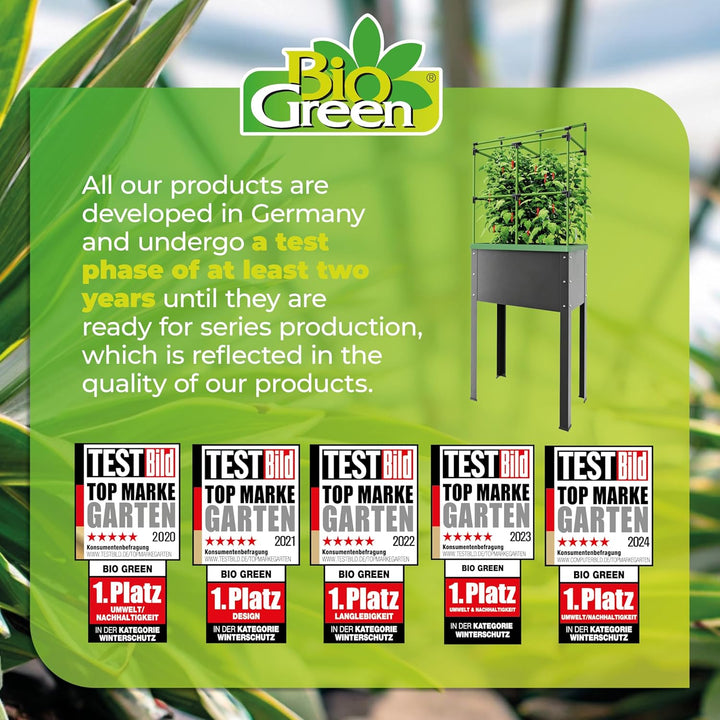 Bio Green Metall-Hochbeet City Jungle Heidelberg für Innen und Aussen | Bewässerungssystem und Rankg