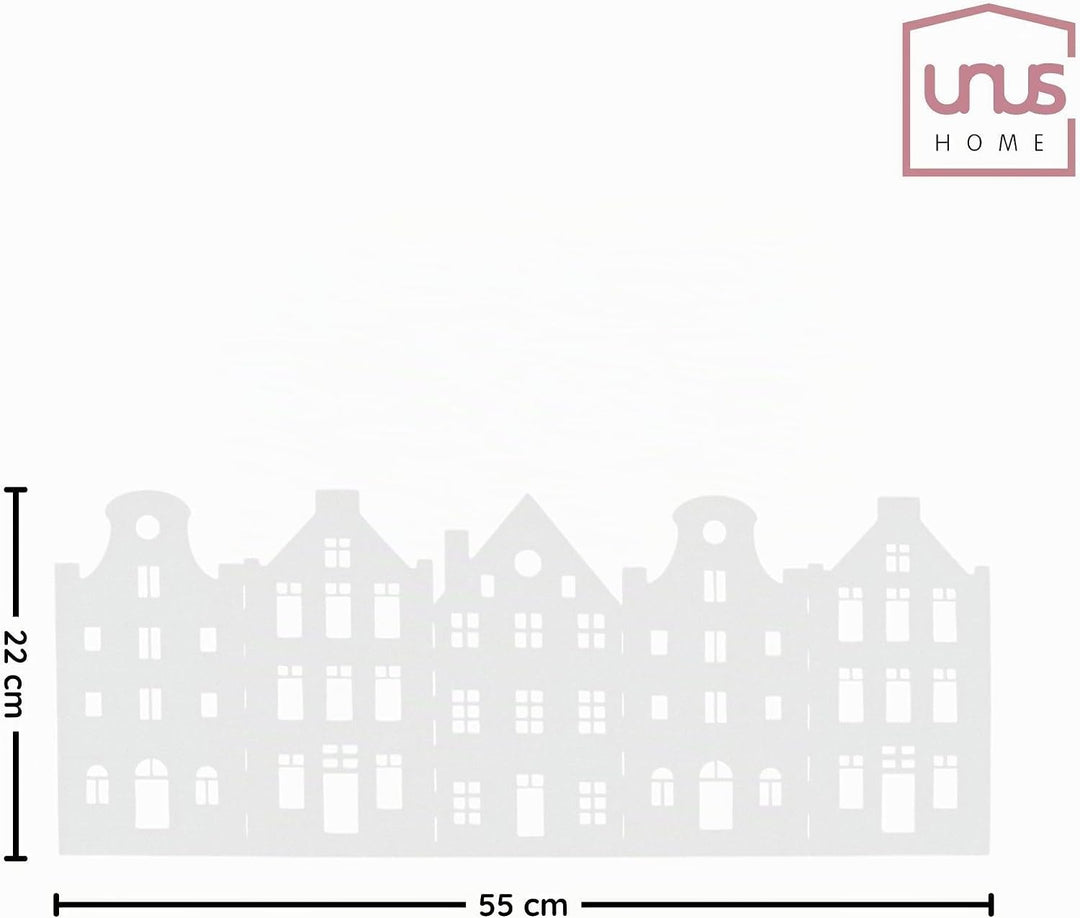 UNUS Deko Häuserreihe aus Metall, klappbar, weiss, Weihnachtsdeko Fensterbank, Sideboard &amp; Tisch, st