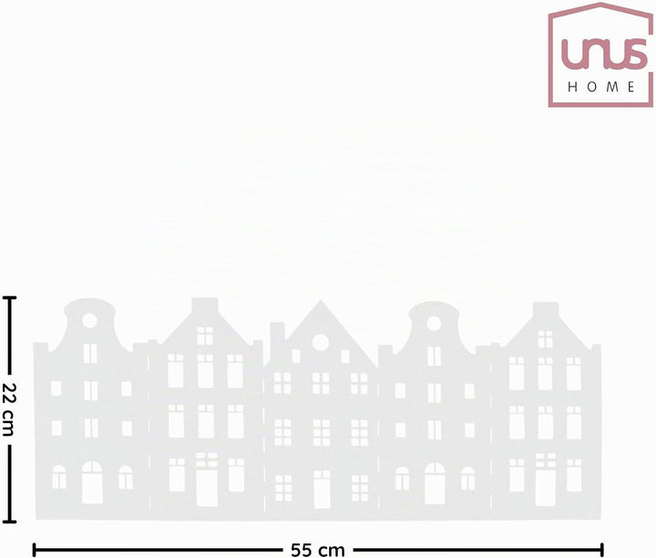 UNUS Deko Häuserreihe aus Metall, klappbar, weiss, Weihnachtsdeko Fensterbank, Sideboard &amp; Tisch, st