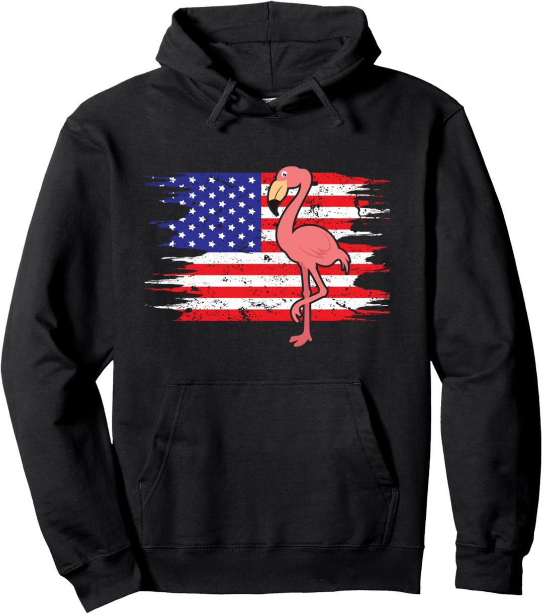 USA Flagge Flamingo Tier Fahne Patriot Hoodie Pullover Hoodie