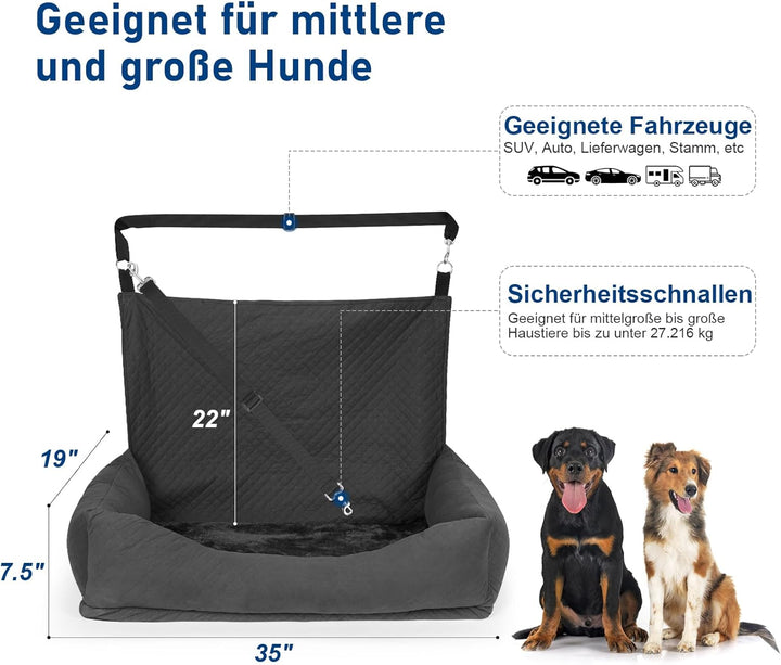 Hunde Autositz für mittelgrosse und grosse Hund oder Zwei kleine Hunde, Universeller Hundesitz Auto