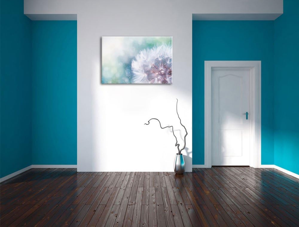 Pixxprint Zauberhafte Pusteblume Bunstift Effekt, Format: 100x70 auf Leinwand, XXL Bilder fertig ger